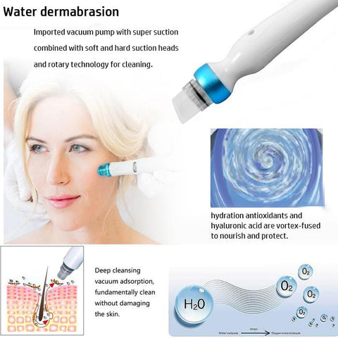 Water dermabraion handle is applied s woman’s face.