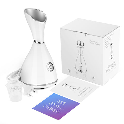 Nano Ionic Facial Steamer, Instructions, Retail Box, Measuring Cup