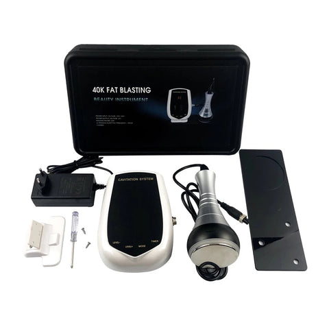 40k Fat Blasting Cavitation Machine, Black Carry Box, Fat Explosion Head, Instructions Manual, Charger Cable