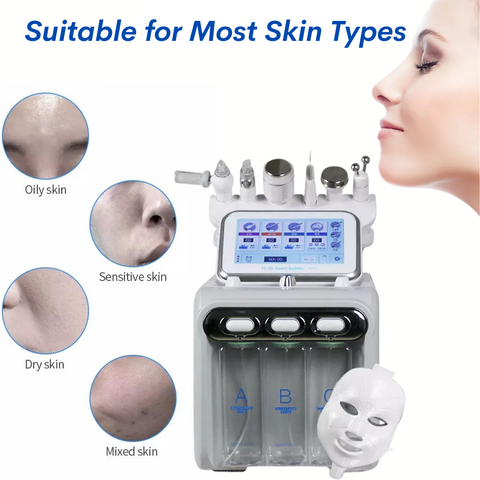 Seven in One Hydrafacial Hydro Dermabrasion Machine is Suitable for More Skin Types, Normal, Dry, Sensitive and Mixed