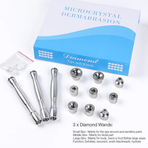 Diamond Microdermabrasion Abrasion Machine Wands and Tips , Light Blue Holding Case
