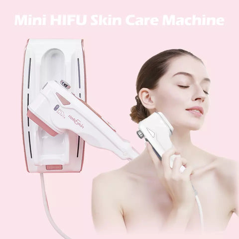 Woman uses Mini HIFU Skin Care Machine