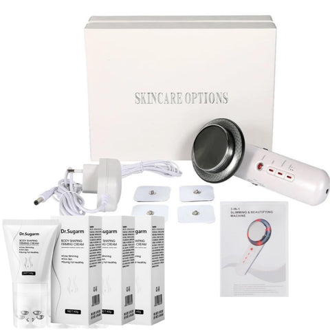 Ultrasonic Cavitation Machine and 3 Tubes of 3D Roller Fat Burning Cream , Instructions Booklet, Power Cord