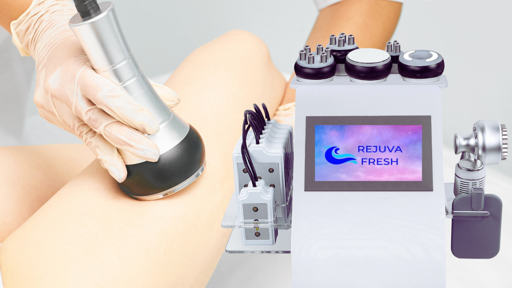 Cavitation Probe applied to leg, Rejuva Fresh 9 in 1 Cavitation Machine For Toning and Slimming 