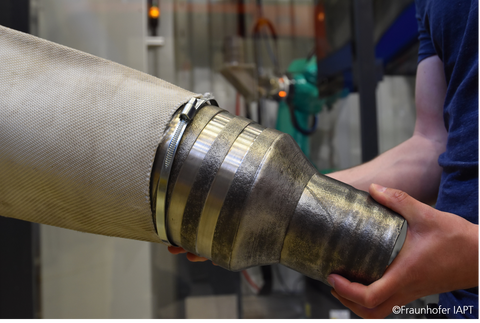 Picture of a part: A reducing pipe for the repair of a wastewater plant. The part was printed at the location using a metal 3D printing technology solution. 