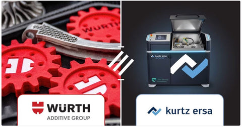 This is an image of a Würth Additive Group and Kurtz Ersa logo, tied together, to symbolize partnership. 