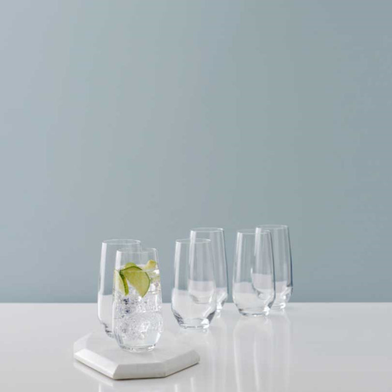 Beaumont Set of 6 highball glasses, 460ml, Clear Crystal