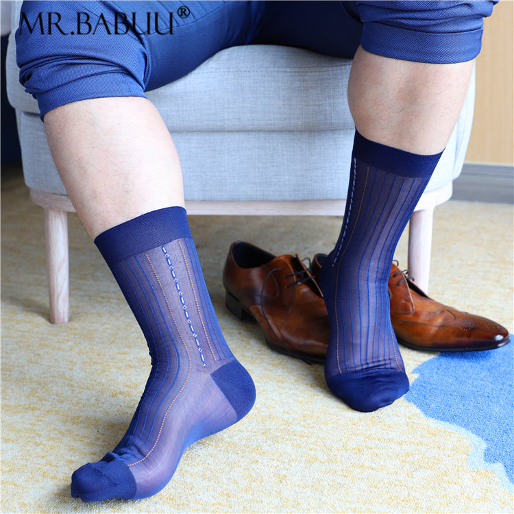 3Pairs Pack Men's Classic Vintage Pattern Striped Chinlon Casual Sheer ...