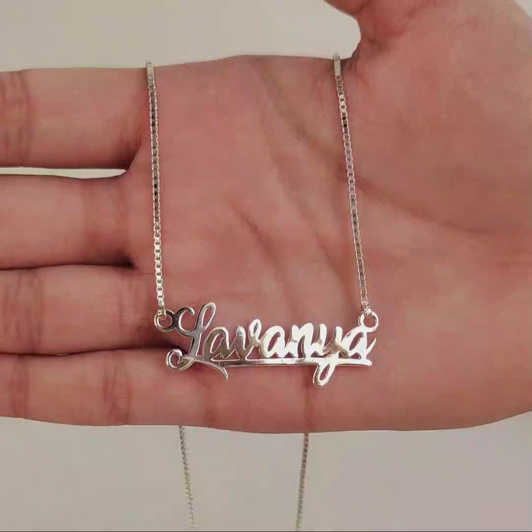 name pendant chain silver