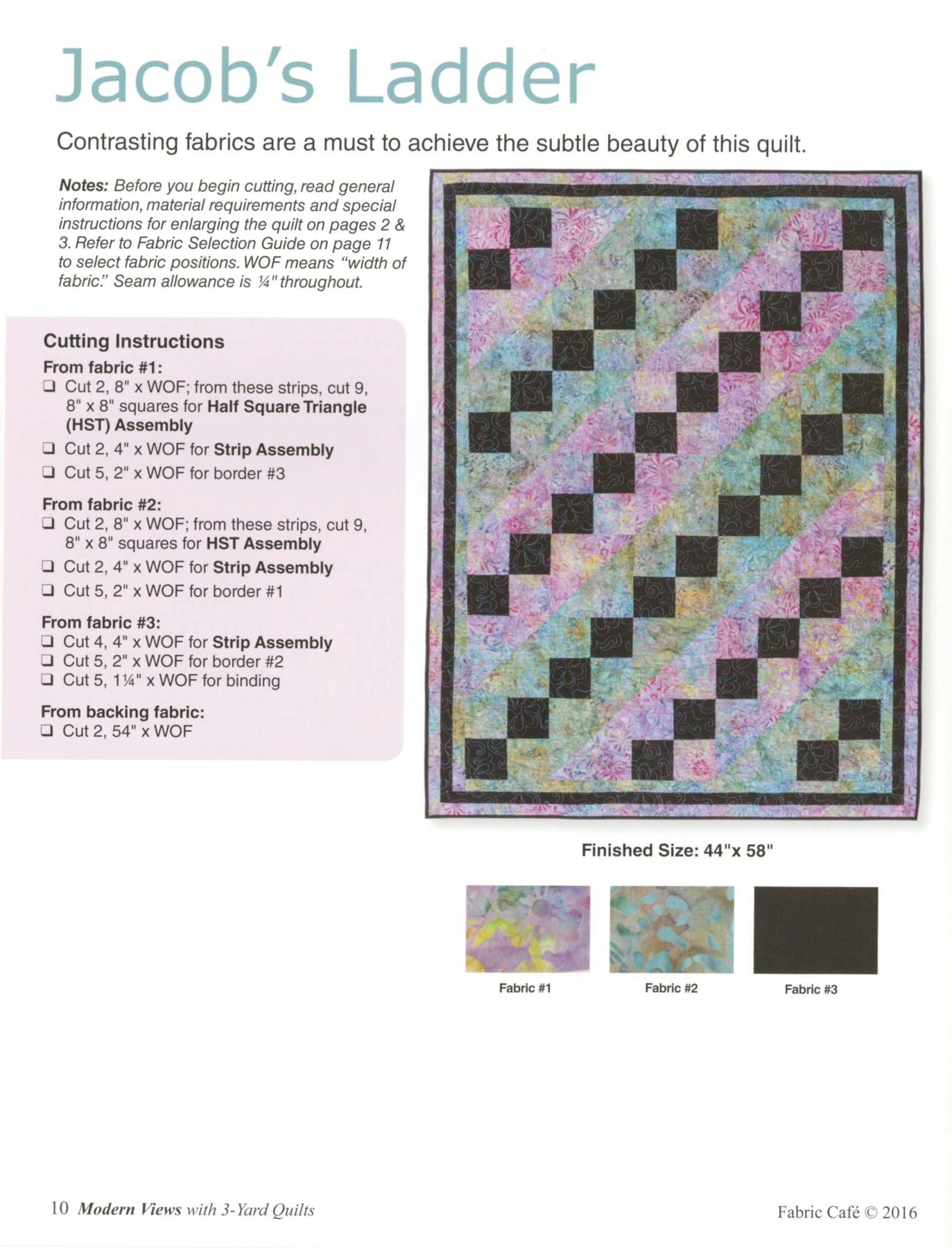 Easy Does It 3-Yard Quilts Booklet by Fabric Cafe/Donna Robertson  897086000808 - Quilt in a Day Patterns