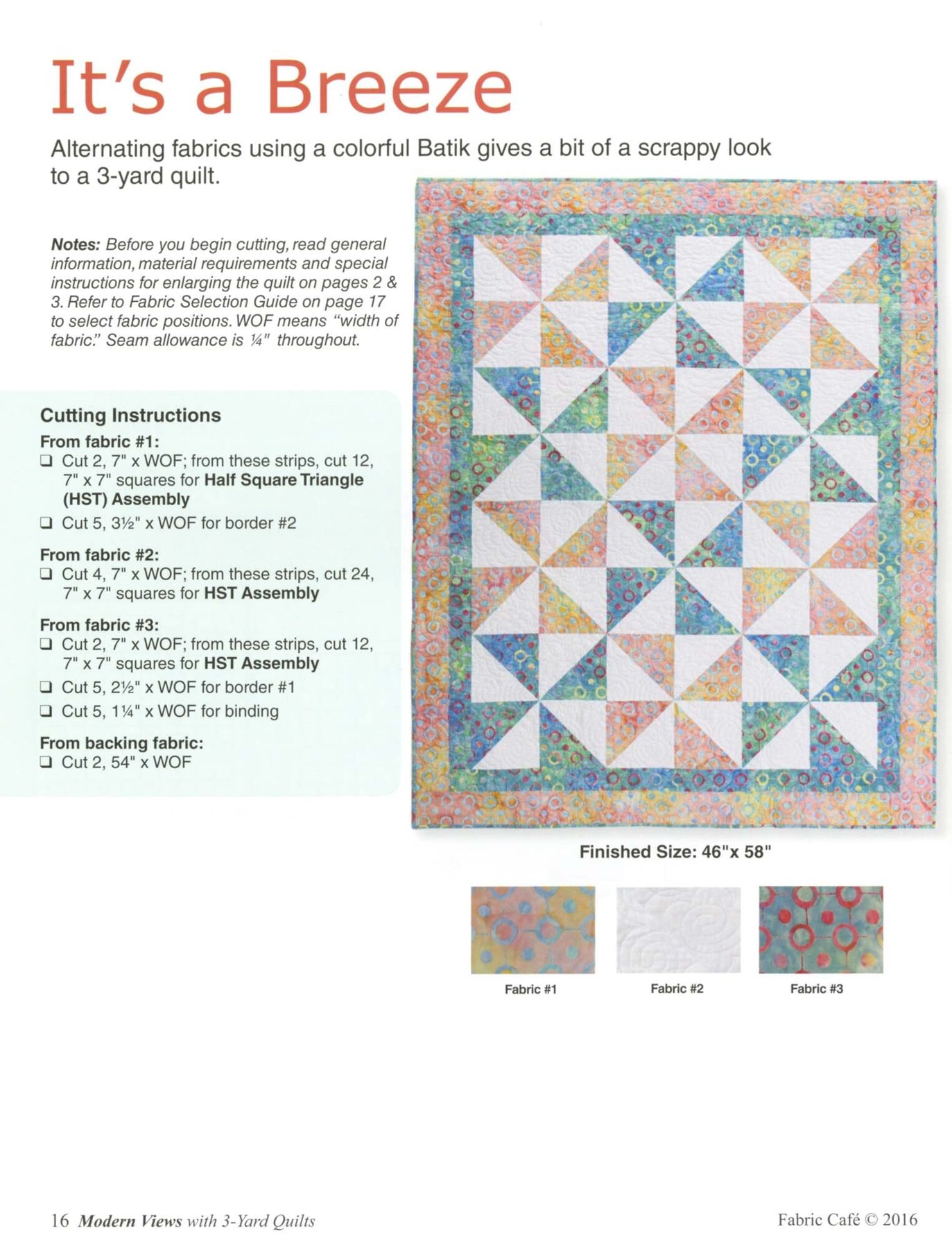 Fabric Cafe 3 Yard Quilt Patterns, FREEDOM, Donna Robertson, 092121-01 