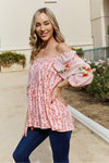 Full Size Floral Off-Shoulder Balloon Sleeve Blouse
