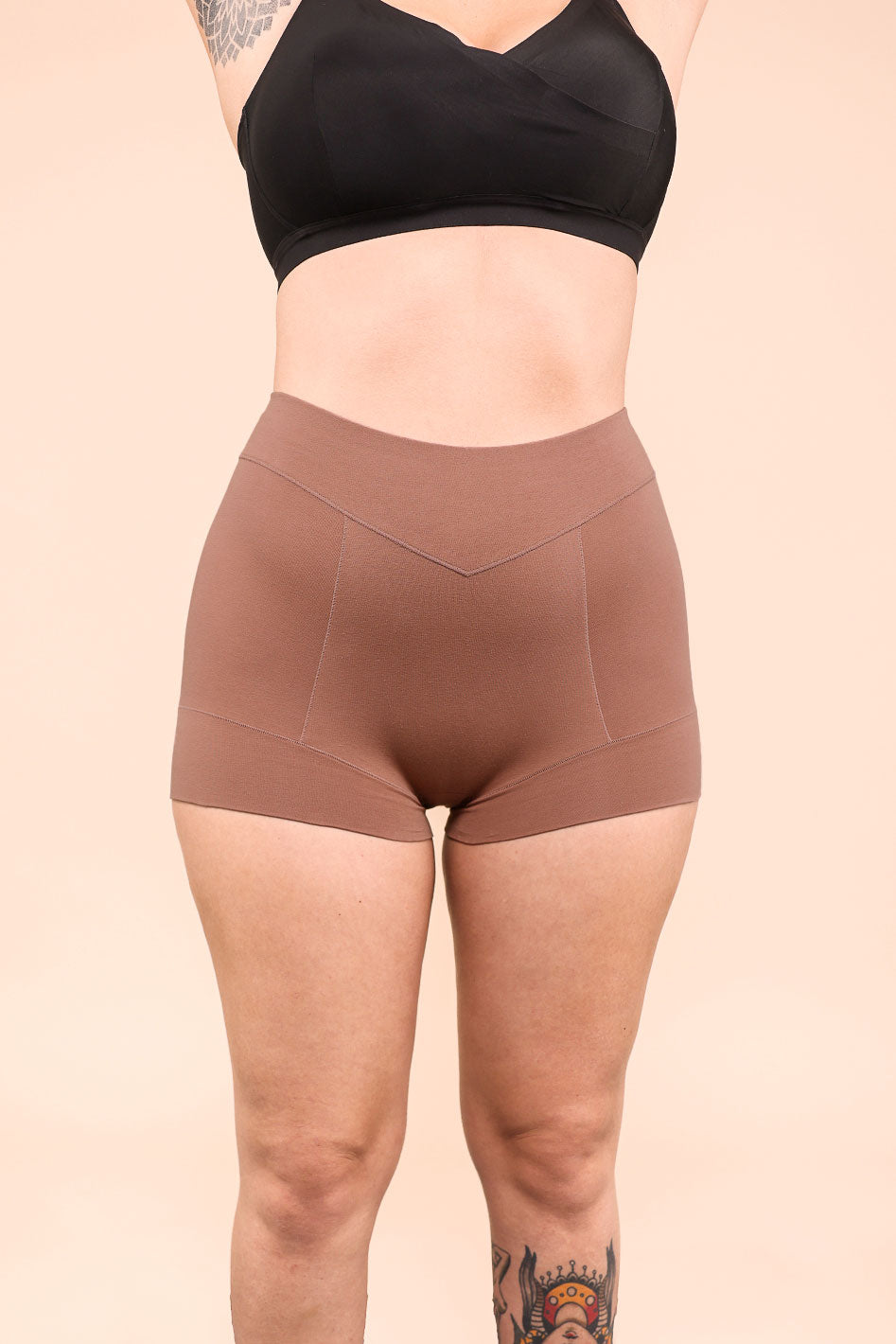 Pima Cotton Ultra High-rise Boyshorts @Angela wears Amber in M- #color_amber