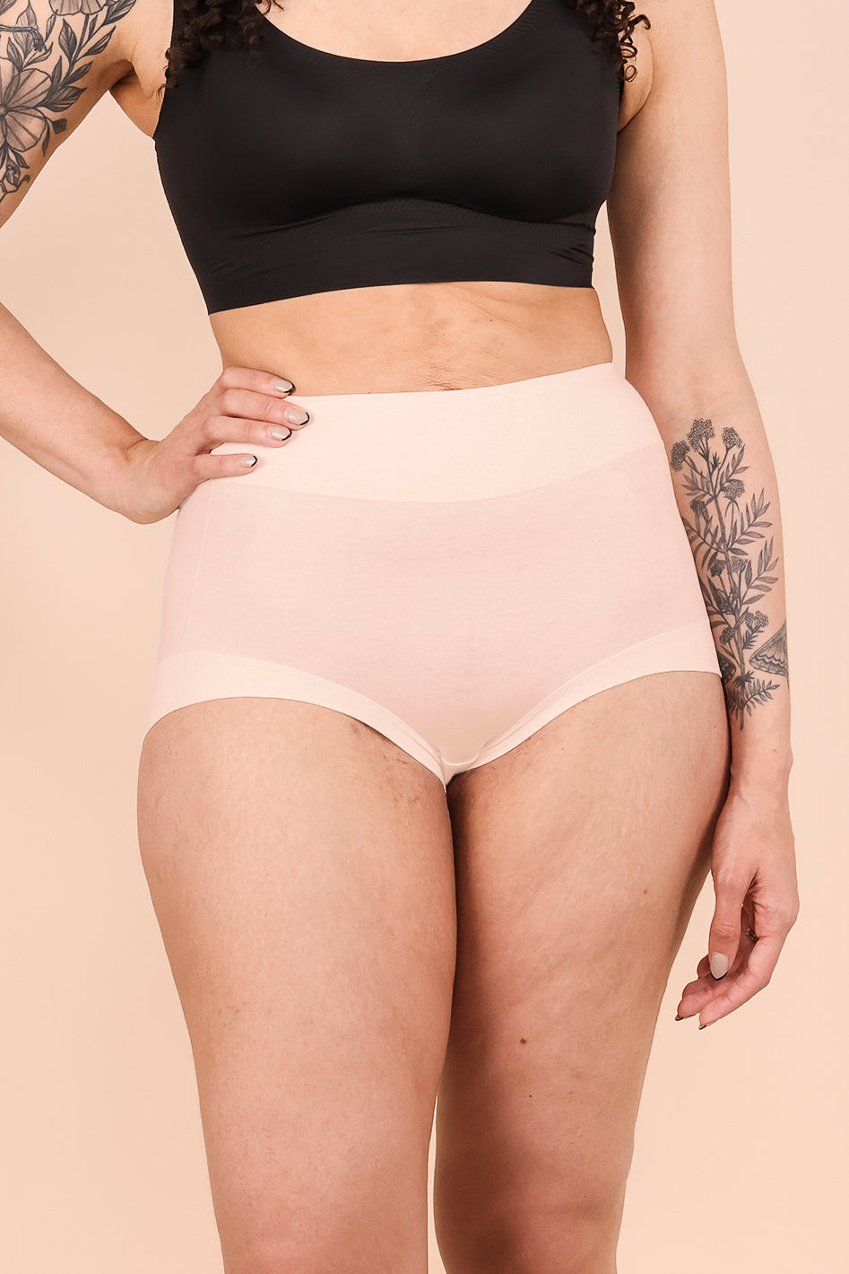 Pima Cotton Ultra High-rise Brief @Jess wears Sakura in L- #color_sakura