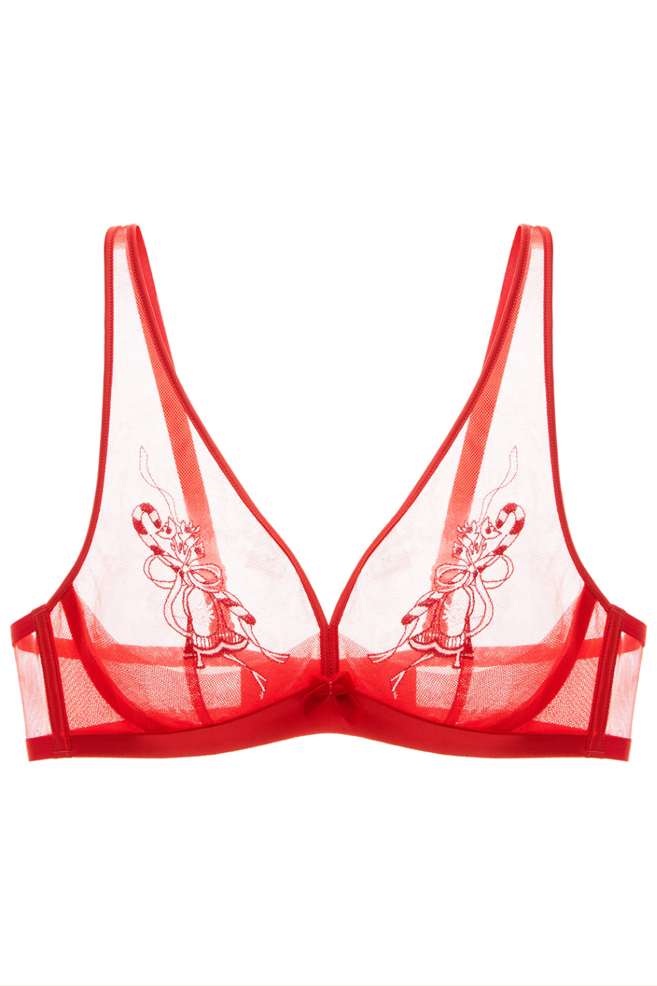 U00840004 Mistletoe Sheer Plunge Bra B-D Cup #color_goji-berry