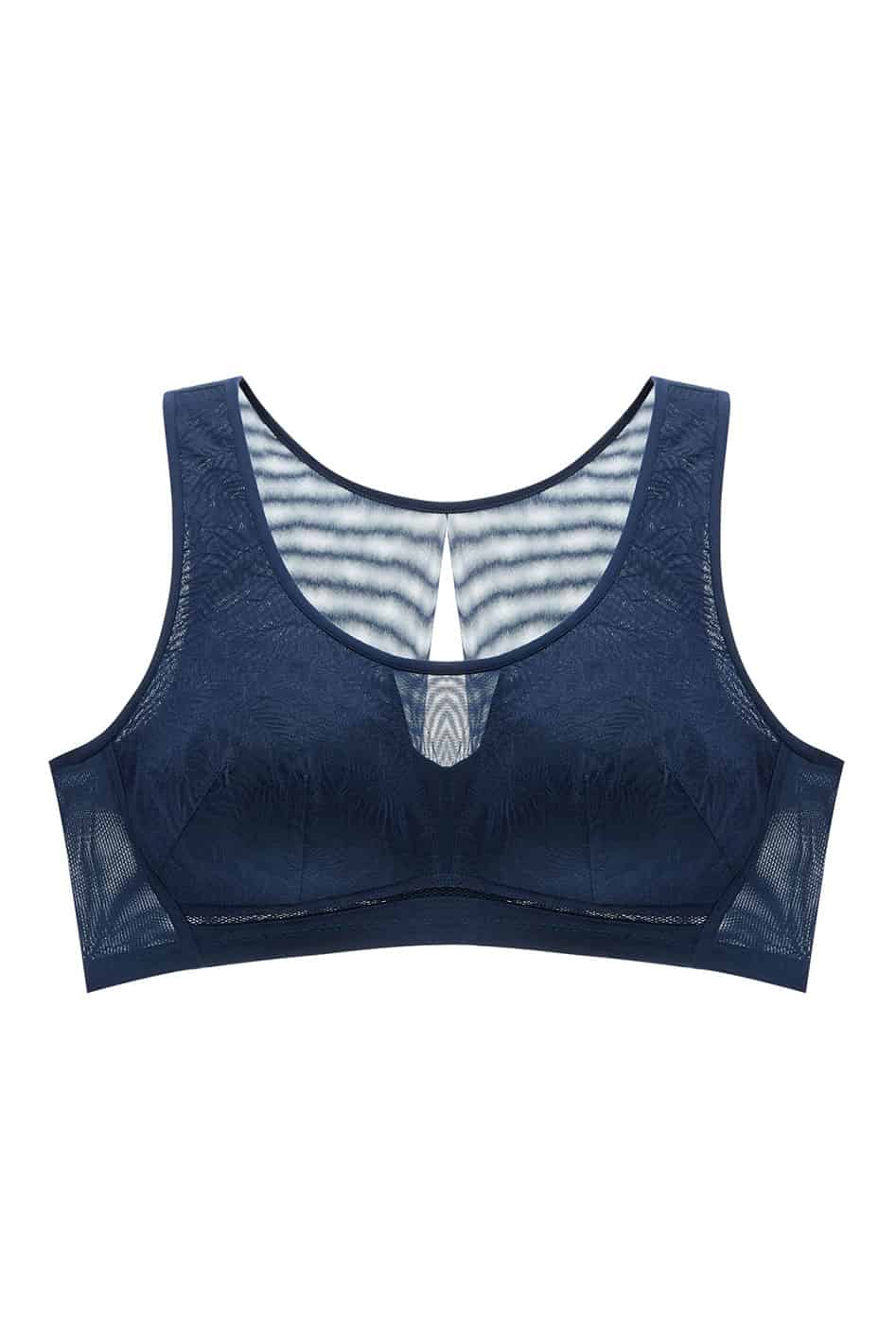 Understance Amber Smooth Lace Wireless Soft Cup Pullover Bra #color_navy-blue