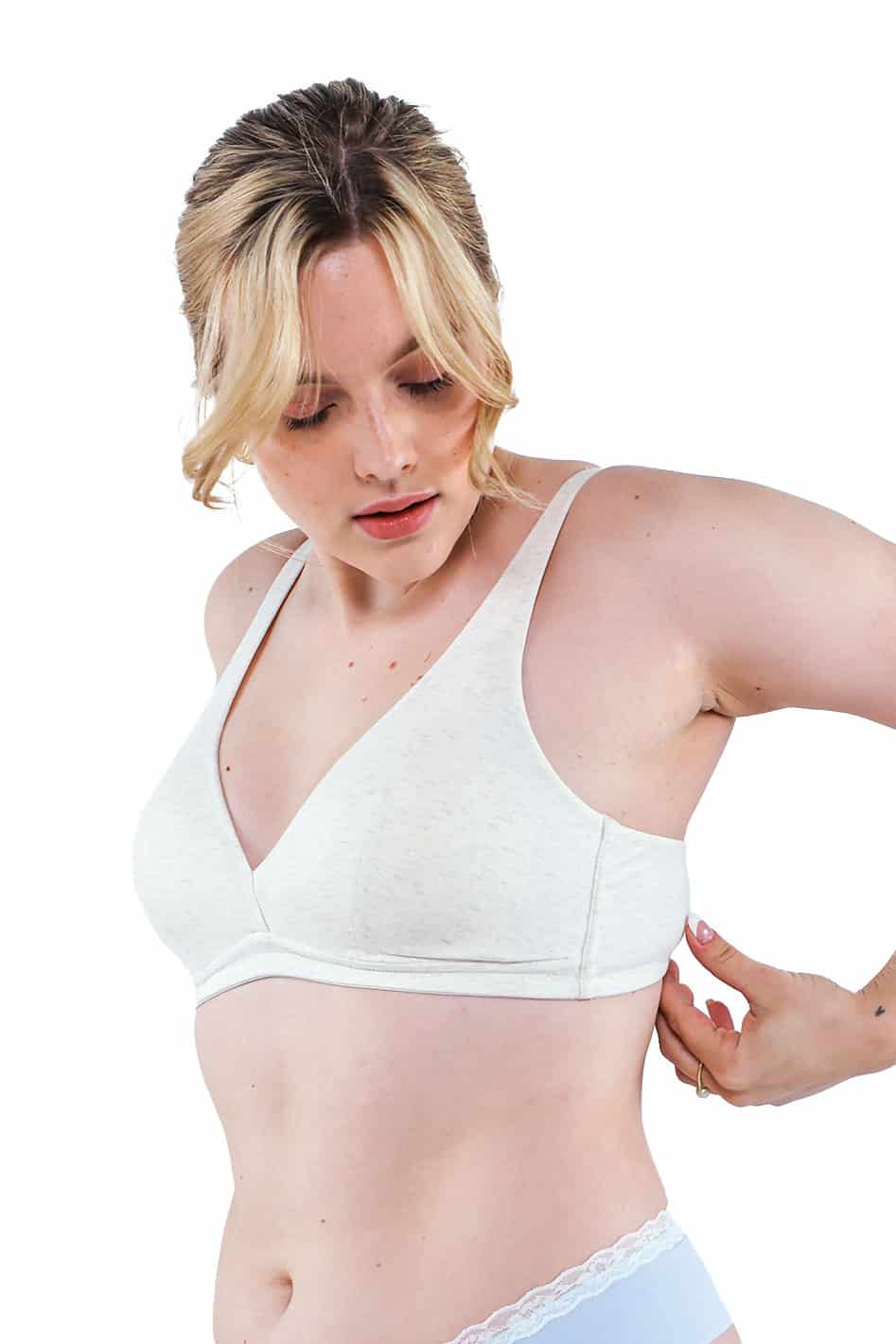 Cotton Heather Wireless Plunge Bra, A-C Cup - Understance