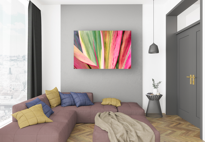 Abstract, Bright Colors, Tropical Plants, Oahu, Hawaii, Living Room Interior, Metal Art Print, Image