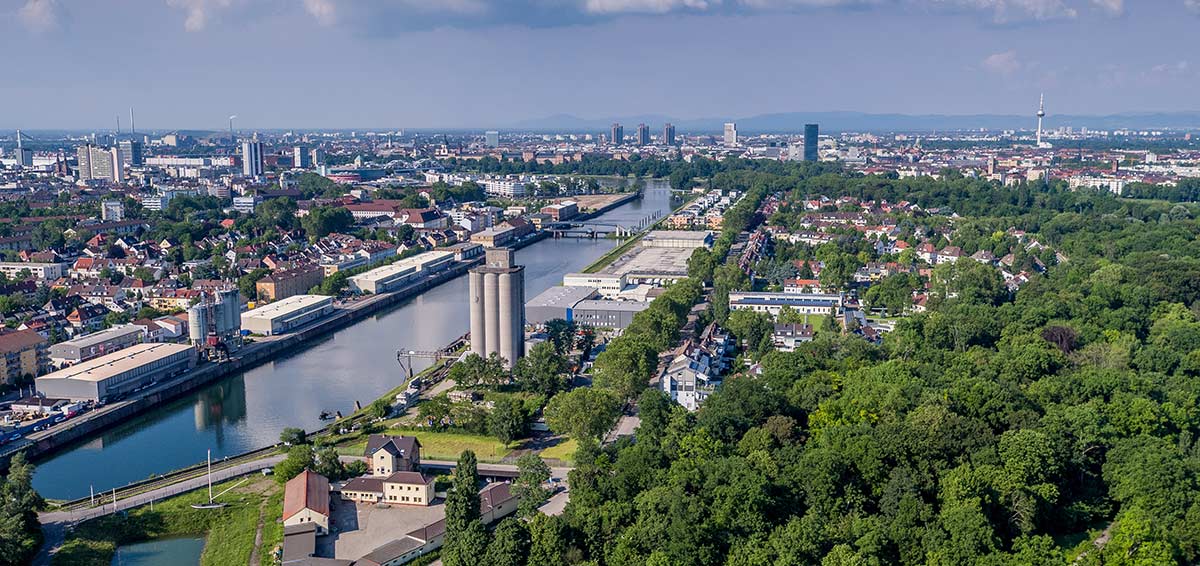 Park von oben in Ludwigshafen