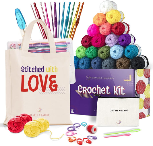 80 Piece Crochet Kit with Crochet Hooks Yarn Set + Project Books