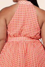 Load image into Gallery viewer, Orange Polka Dot Maxi Dress Plus
