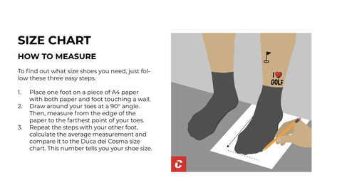 Size Chart Golf Shoes Duca del Cosma