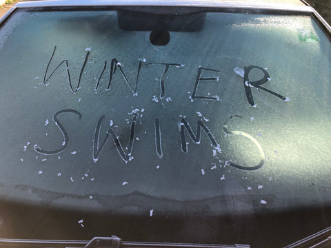 Ice on car windscreen - Winter Swimming