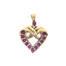 Load image into Gallery viewer, Sterling Silver Red Cubic Zirconia Gold Heart Pendant
