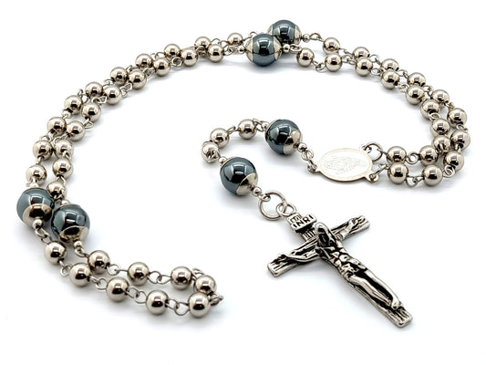 Miraculous medal floral porcelain rosary beads with rose quartz gemsto –  Unique Rosary Beads