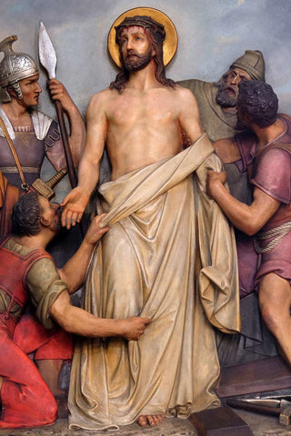 Stations of the Cross Jesus is stripped of his garments.