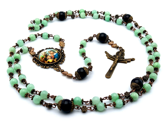 Our Lady of Guadalupe Malachite gemstone rosary beads with Four Basili –  Unique Rosary Beads