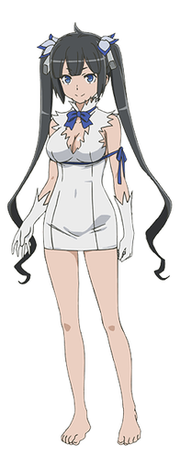 Hestia in her usual outfit and her iconic blue ribbon