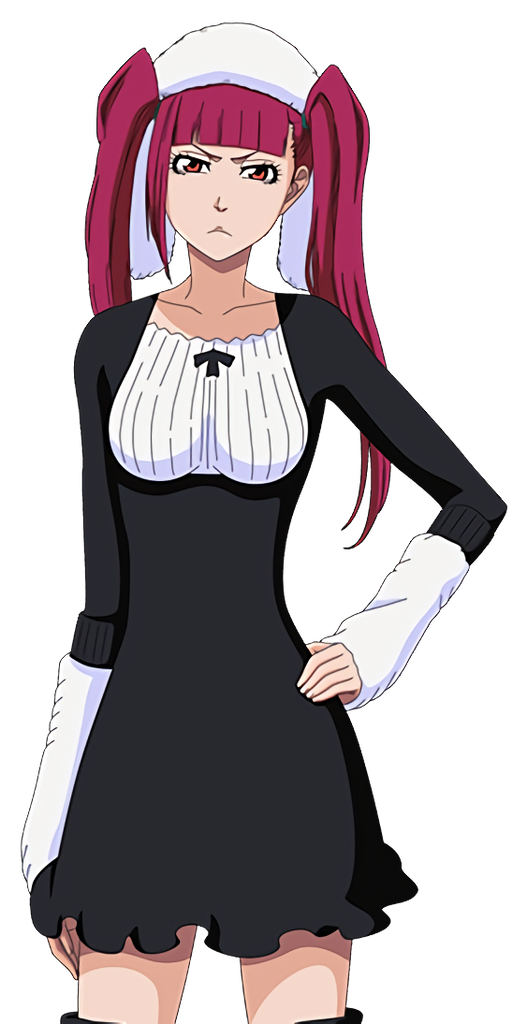 Riruka wearing her usual clothes with a hand on her hip.