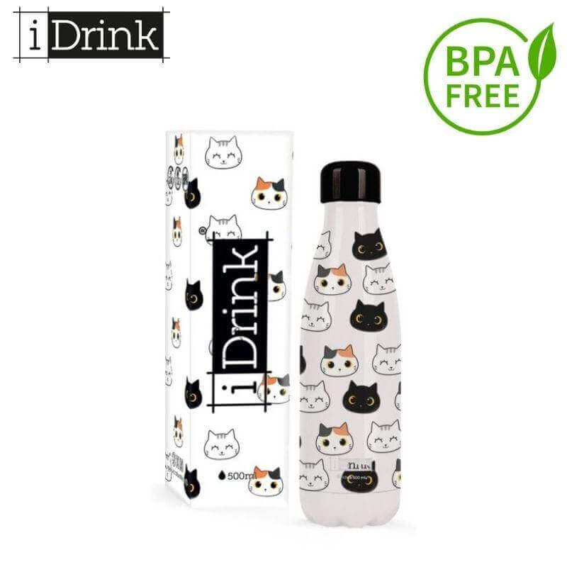 Ανοξείδωτο Παγούρι Θερμός BPA FREE, 500ml "Cats" - I Drink Παγούρι Psalidixarti.gr