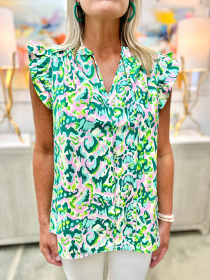 Green Pink Print Top - Refine Home Store and Design
