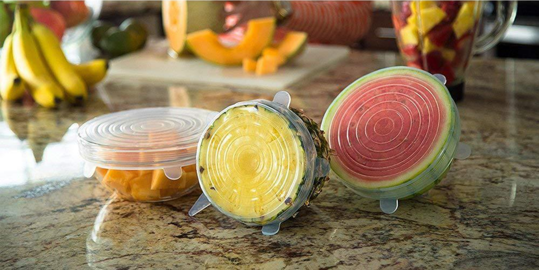 Kitchen + Home Silicone Stretch Lids - Set of 6 Silicone Food