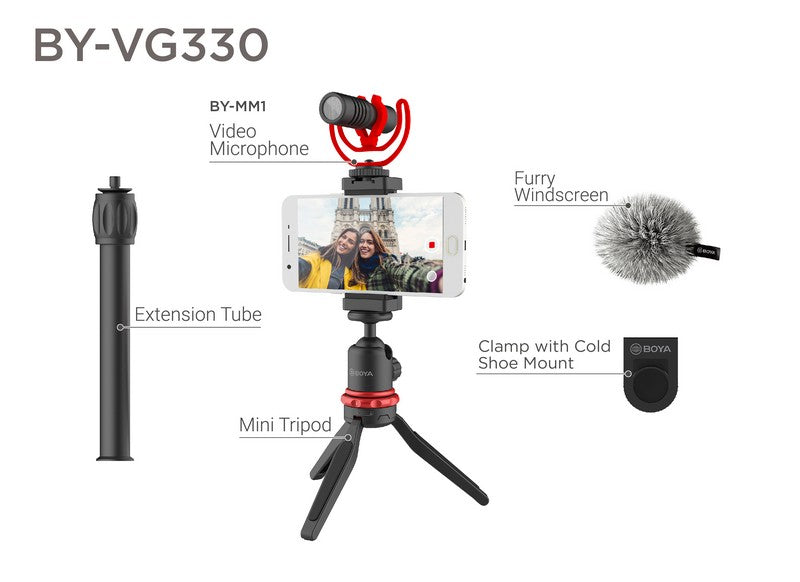 Click BUY Boya BOYA mobile phone shooting set mobile phone to shoot microphone radio mobile phone video BY-VG330 Universal SmartPhone Video Kit Ideal For YouTuber Video Shotgun Microphon E Condenser Microproper Mount Camera Mobile Phone Application Package Information Packaging Content