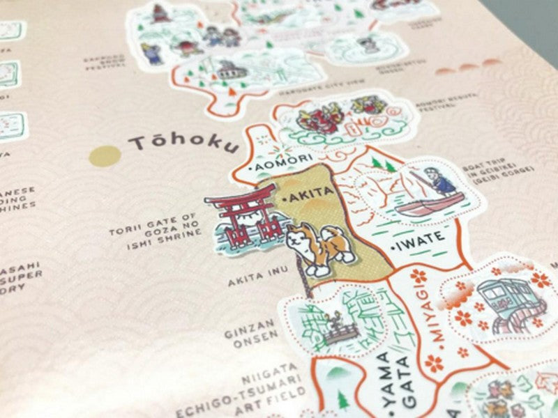 JAPAN Scratch Travel Map -Travel to Japan Decoran