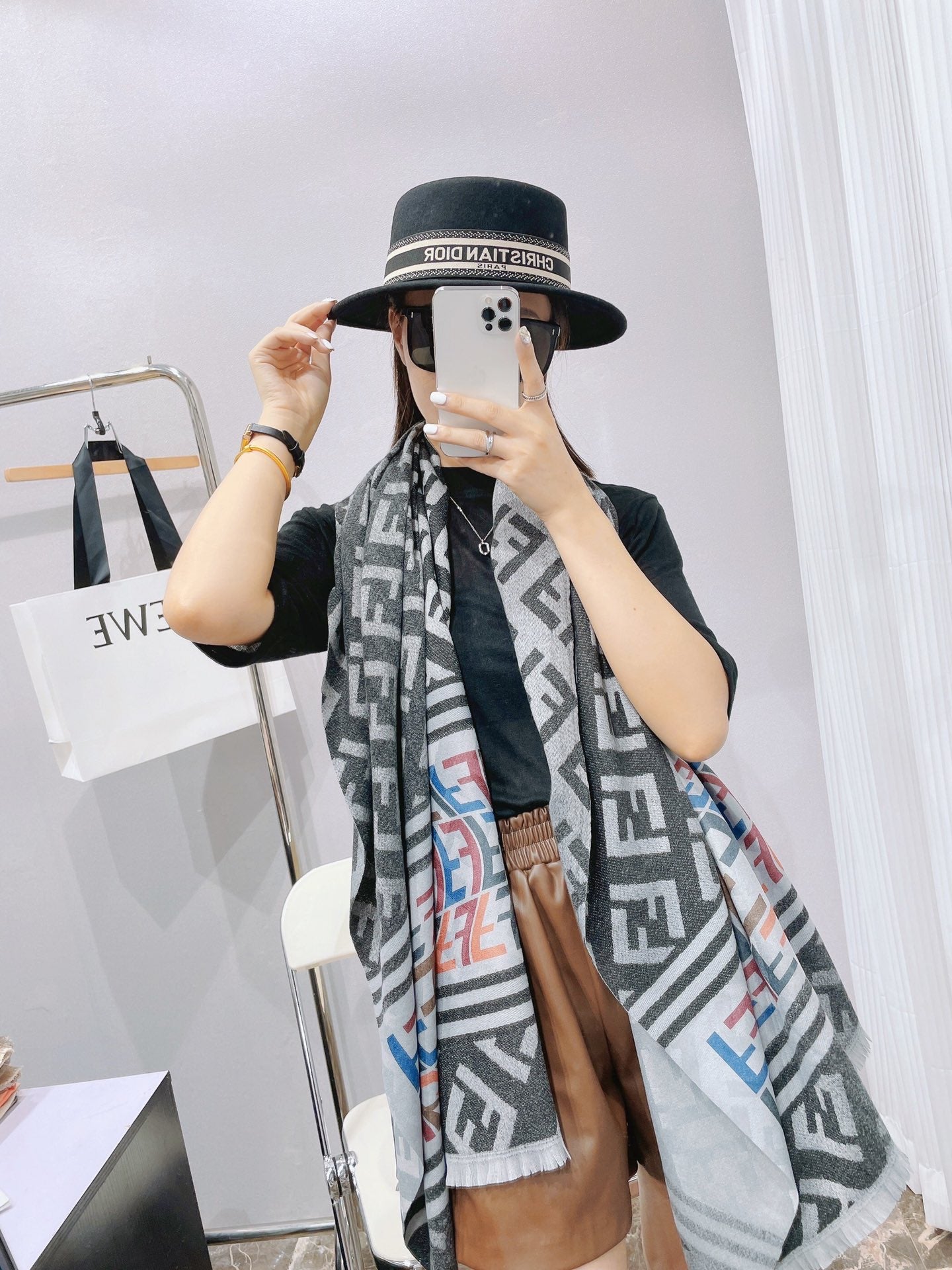 Fendi  Winter Women popular Shawl Warm Knitted Scarf Wool Scarf,