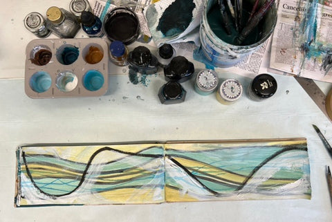 Sketchbook & materials in the studio of Sharon McSwiney