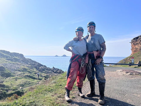 Sharon McSwiney and Tim Ashfield at Cot Valley, Cornwall Underground Adventures mining