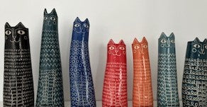 colourful ceramic cat vases