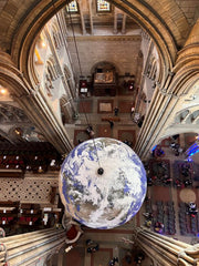 Gaia sculpture at Truro Cathedral view from above by Sharon McSwiney