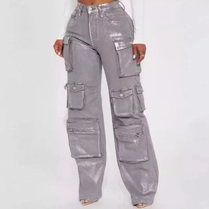 Silver Metallic Cargo Pant - Seventh and 4th 