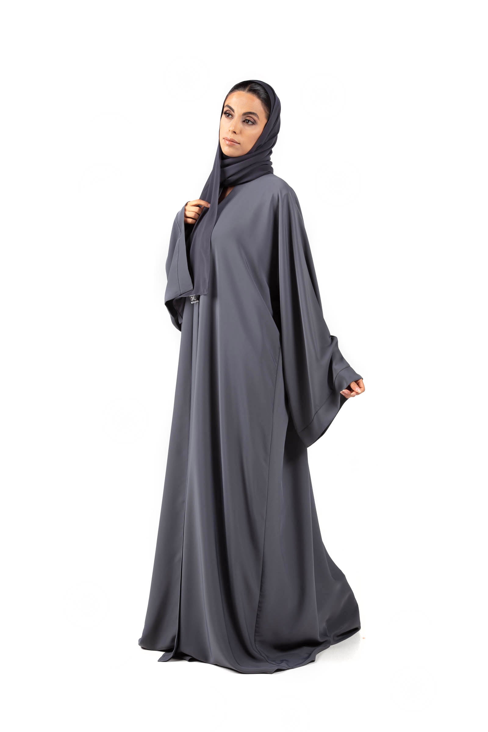 Shop Online Dark Grey Color Plain Abaya | Hanayen Luxury Abaya ...