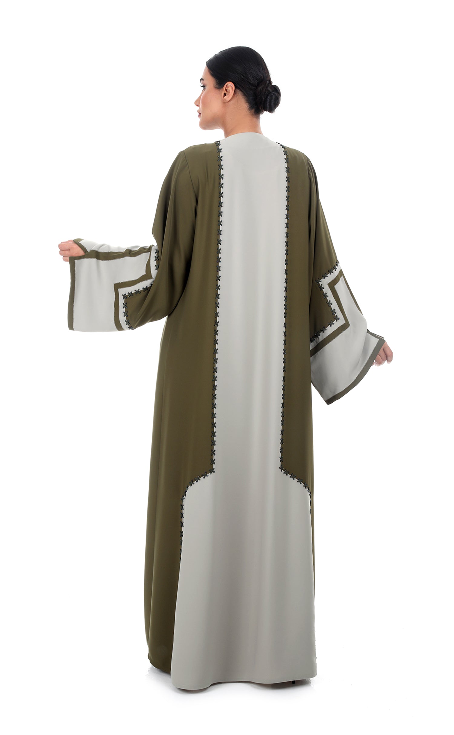 Shop Online Modern Duel Cut Abaya with Exquisite Hand Embroidery ...