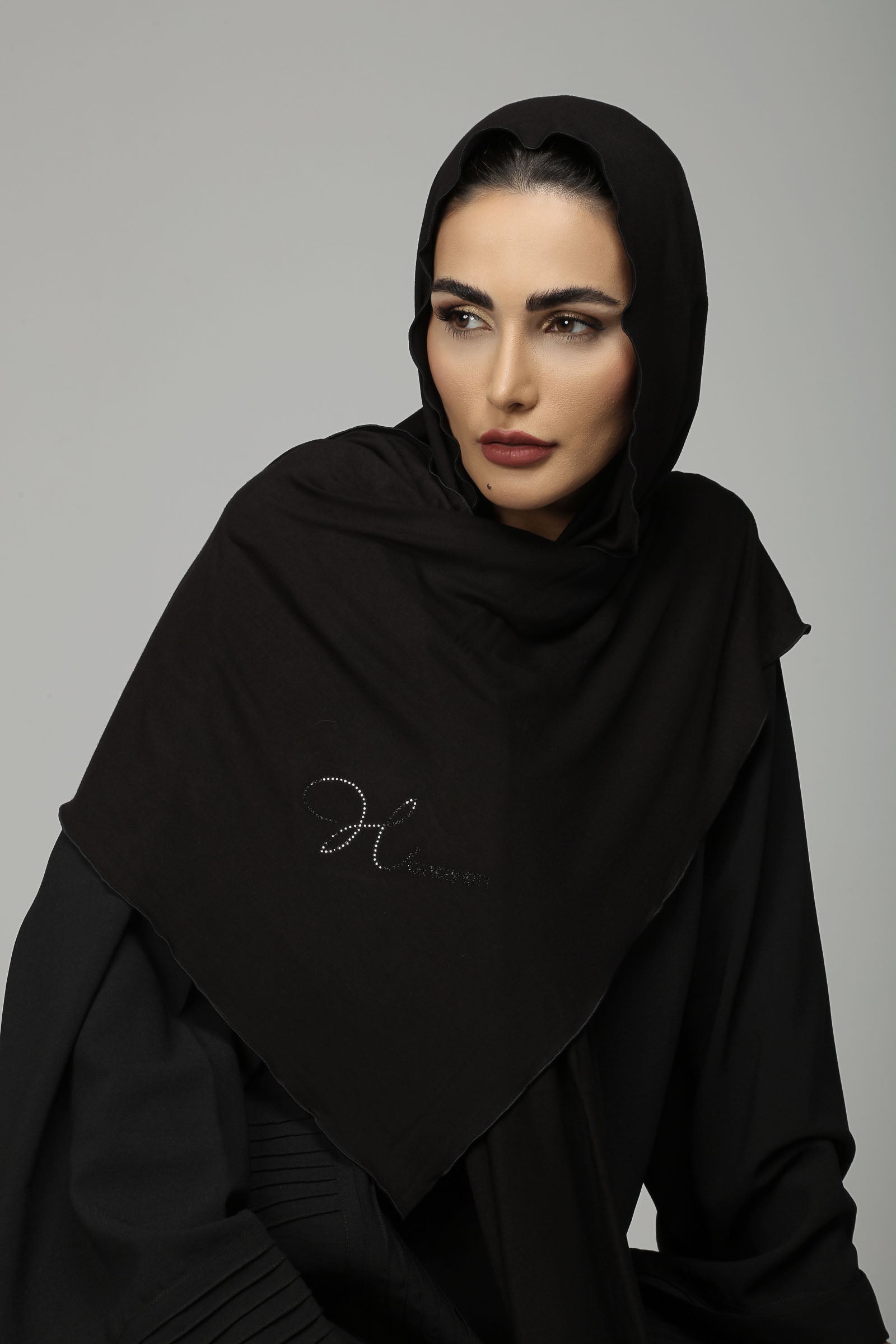 Buy Black Cotton Sheila | Hanayen Luxury Abaya, Jalabiya, Sheila and ...