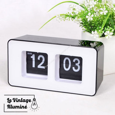 Horloge flip Flap Rectangulaire Noire