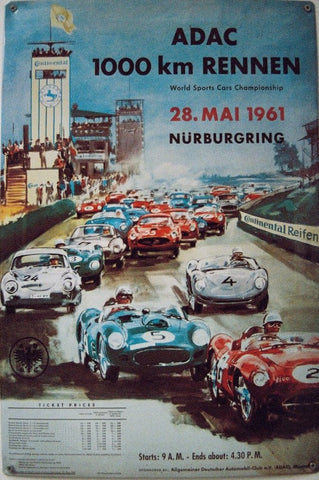 plaque métal vintage 1000kms Nurburgring