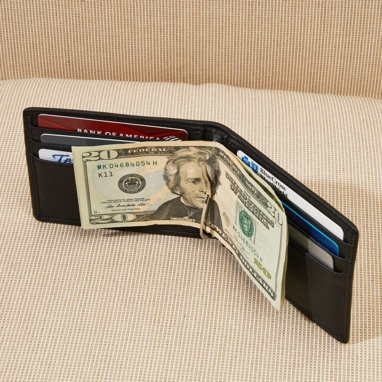 Bifold with Money Clip Leather Wallet